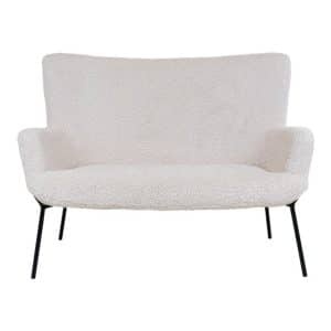 2 personers sofa i hvid kunstig lammeskind med sorte ben - 1301176