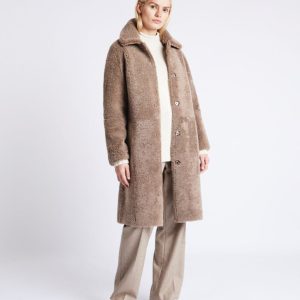 Reversible Teddy Fur Coat, vendbar frakke af lammeskind