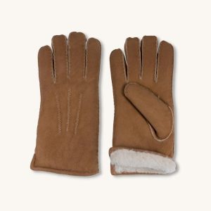 Handske Shearling, lammeskind, cognac - L