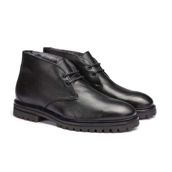 LLOYD OXFORD Herre Støvle med Lammeskind BLACK Str. 42,5